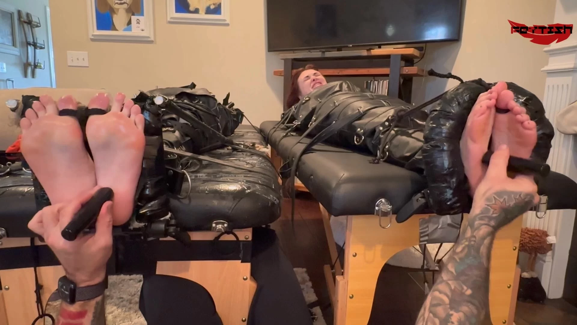 Fettish – The Tickle Tables – Tyler Lynn and Baby Rae-mf, mff, TicklingFeet