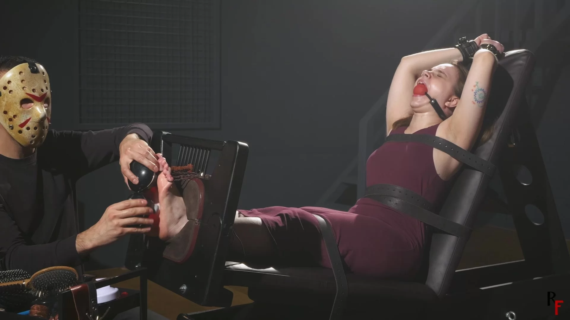 RFStudioProduction – Arina – Locked in Stocks with All Toes Tied, BallGagged and Tickled-mf, Tick...