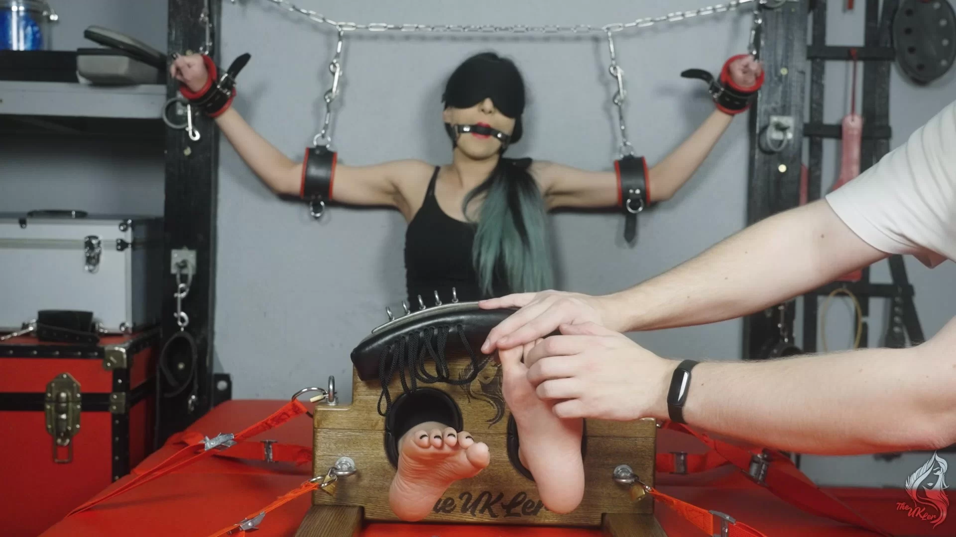 Interrogation Tickling – Jezebel Lee Toetied in the Stocks in a BDSM Dungeon-mf, TicklingFeet