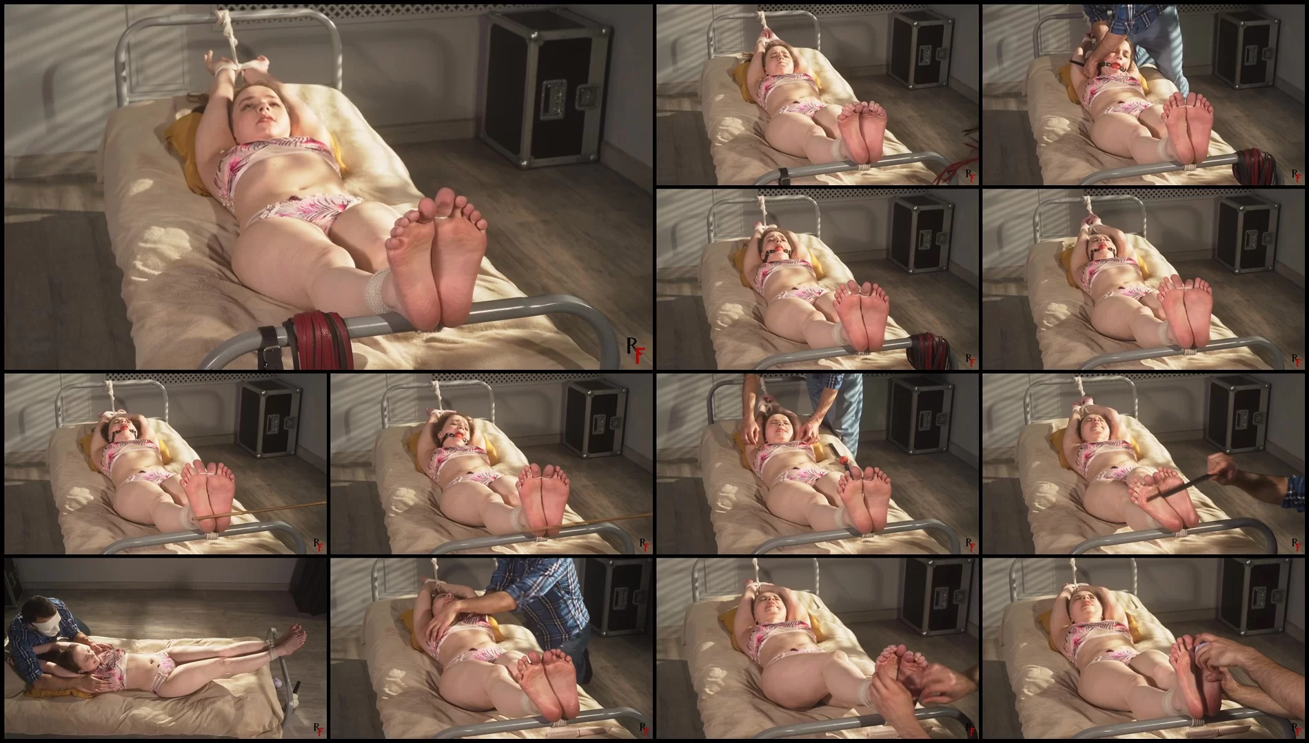RFStudioProduction – Arina – Tickling and Bastinado on the Bed- mf, TicklingFeet, TicklingUpperBody