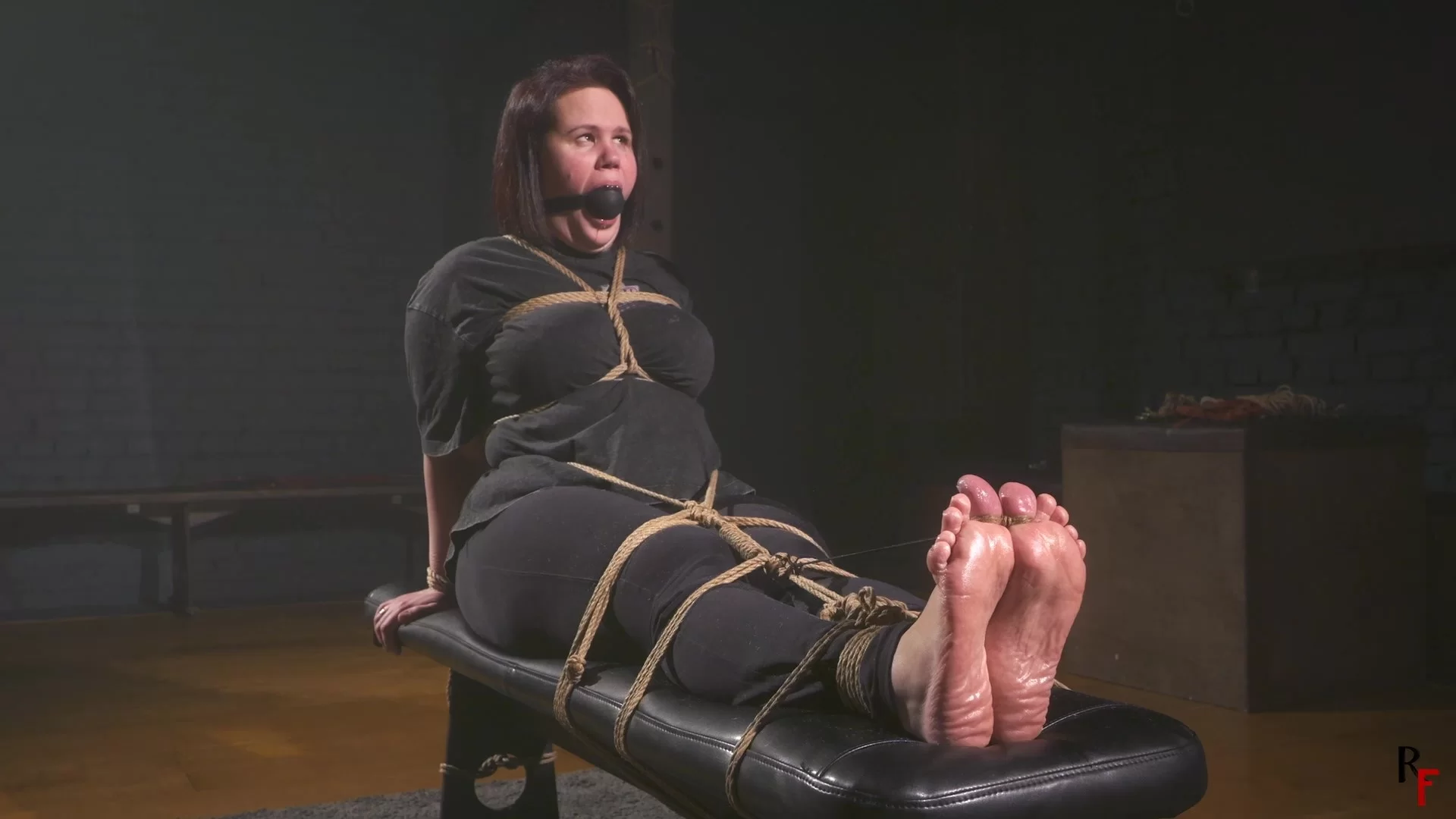 RFStudioProduction – Weightlifter Girl – Tickling Her Wrinkled Soles in Tight Ropes with a Large ...